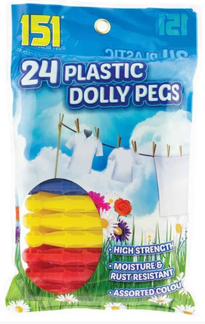 151 Brand Plastic Dolly Pegs 24s