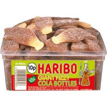 Haribo 10p Giant fizzy Cola Bottle Zing Tub 60 Pack