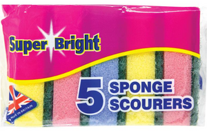 Super Bright Sponge Scourers 5 Pack x 10