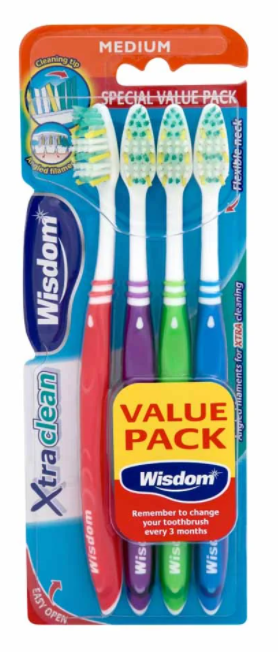 Wisdom Toothbrush Xtraclean 4 Pack x 6