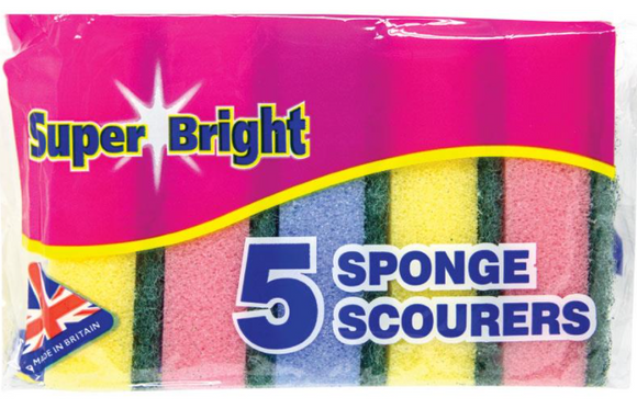 Super Bright Sponge Scourers 5 Pack x 10