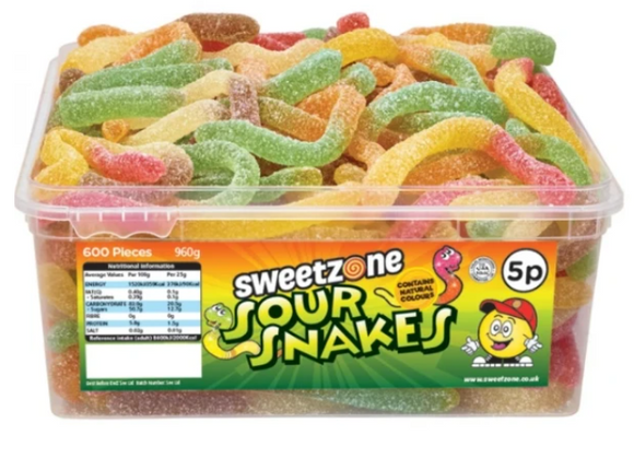 Sweetzone 5p Sour Snakes Tub 120s