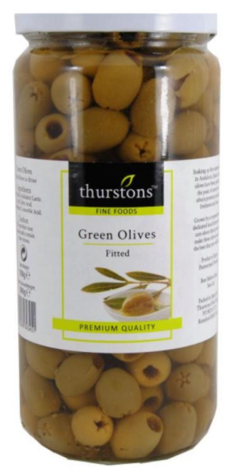 Thurstons Olives Green Pitted 440g x 12