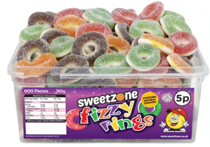 Sweetzone 5p Fizzy Rings Tub 120s