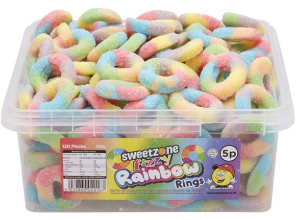 Sweetzone 5p Fizzy Rainbow Rings Tub 120s