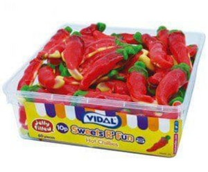 Vidal 10p Jelly Hot Chillies Tub 60s