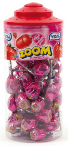 Vidal Wrapped Zoom Lollies Strawberry Flavour Jar 50s