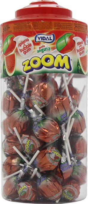Vidal Wrapped Zoom Lollies Watermelon Flavour Jar 50s
